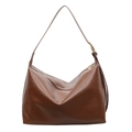 Vintage large brown tote bag in glossy faux leather with adjustable shoulder strap - Brown