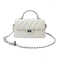 Beige quilted mini handbag with gold-tone chain strap and adjustable metal ball - Off White