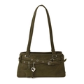 Bolso bandolera rectangular verde oliva retro con hebillas metálicas y estrella - Verde