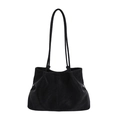 Minimalistische zwarte tote bag van imitatie suède met dunne schouderbanden - PU Zonder Hanger / Zwart