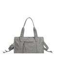 Elegante bolso de viaje gris estilo Boston con detalles trenzados y correa ajustable - Gris