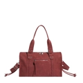 Bolso de viaje rojo ladrillo en cuero sintético con correa ajustable y remaches de metal - Rojo