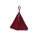 Retro burgundy velvet tote bag with hollow gold rivet accents and unique triangle shape - Red