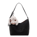 Elegante schwarze Wildleder-Schultertasche mit süßem Plüschhasen-Anhänger - Mit Anhänger / Schwarz