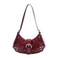 Glänzende burgunderfarbene Hobo-Tasche mit Krokodilmuster und silberner Metallschnalle - Rot
