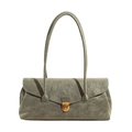 Elegante salbeigrüne Achseltasche aus Kunstleder mit Vintage Metallschnalle und Trägern - Grün