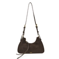 Borsa hobo retrò marrone scuro con tracolla regolabile e base metallica - Caffè Retrò