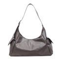 Borsa a spalla grigio scuro minimalista con tasche laterali e tracolla - Grigio