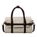 Vintage cream faux leather crossbody bag with brown handles and bronze buckles - Off White