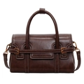 Vintage dark brown handbag with contrast stitching and adjustable crossbody strap - Brown