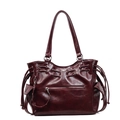Bolso tote retro burdeos de gran capacidad con remaches y bolsillos con cordón en cuero sintético - Burdeos