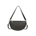 Sac bandoulière demi-lune noir avec clous argentés au style punk et chic - Noir