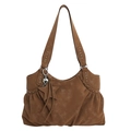 Borsa tote vintage in finta pelle scamosciata marrone con borchie e ciondolo a stella - Con Ciondolo / Marrone