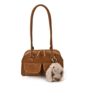 Borsa bowling marrone vintage con doppie tasche e un ciondolo a forma di coniglio - Con Ornamento / Marrone