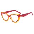 Occhiali anti luce blu cat-eye alla moda con montatura color-block rossa e gialla - Montatura Giallo Rosso