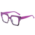 Occhiali quadrati oversize anti luce blu con montatura viola e tartarugata alla moda - Montatura Floreale Viola