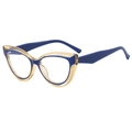 Occhiali anti luce blu cat-eye con montatura bicolore blu e ambra trasparente - Blu Tè Chiaro