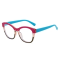 Classic retro cat-eye anti-blue light glasses frame in pink and blue color-blocking design - Purple Grey