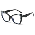 Occhiali gatto neri retrò anti luce blu con decorazione a pois blu e bianchi sulla montatura - Montatura Nera (Pois)