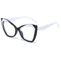 Occhiali anti-luce blu cat-eye con montatura nera classica e stanghette bianche - Montatura Bianco e Nero
