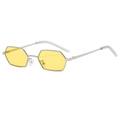 Klassische Retro-Polygon-Metallsonnenbrille mit gelben Gläsern und Silberrahmen - Silberrahmen Gelbe Gläser