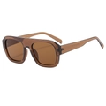 Modieuze vierkante oversized zonnebril met transparant montuur in de kleur theebruin - Thee Frame Thee Lenzen