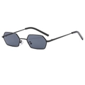 Classic retro hexagonal sunglasses with black metal frame and dark grey lenses - Black Frame Black Grey Lens
