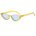 Lunettes de soleil œil de chat demi-cerclées avec monture jaune et verres bleus - Monture Jaune Verres Bleus