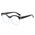 Classic cat-eye glasses frame with retro black and white two-tone patchwork design - Black and White Frame