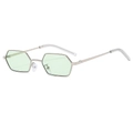 Classic polygon sunglasses with light green lenses and a slim gold metal frame - Silver Frame Green Lens