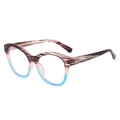 Classic cat-eye blue light blocking glasses with brown and pink marbled frames - Treeline Blue
