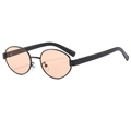 Retro oval sunglasses with sleek black frames and translucent light orange lenses - Black Frame Light Tea Lens