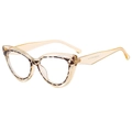 Fashionable cat eye anti-blue light glasses in transparent champagne and leopard print - Light Tea Demi