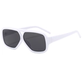 Lunettes de soleil rétro carrées avec monture blanche à double pont et verres gris foncé - Monture Blanche Verres Gris Foncé