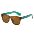 Classic vintage square sunglasses with two-tone acetate frame and silver arrow studs - Tea Frame Tea Lens