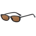 Classic retro square sunglasses with thick black frame and brown UV protective lenses - Black Frame Tea Lens