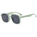 Light green double bridge square sunglasses with dark grey lenses for outdoor sun protection - Green Frame Grey Lens