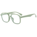 Fashionable sage green oversized square aviator sunglasses with a stylish double bridge design - Green Frame