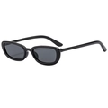 Lunettes de soleil carrées noires classiques avec monture brillante et verres teintés pour la ville - Monture Noire Verres Noir Gris
