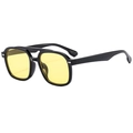Fashionable square double bridge sunglasses with black frames and yellow lenses - Black Frame Yellow Lens
