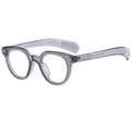 Retro oval gray-purple transparent sunglasses with rivet accents and Boston frame design - Grey Frame
