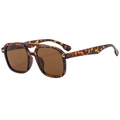 Tortoiseshell square pilot sunglasses with dual bridge and brown tinted lenses - Tortoise Shell Frame