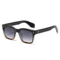 Classic square sunglasses featuring black and tortoiseshell frame with gradient lenses - Black Leopard Frame Gradient Grey Lens