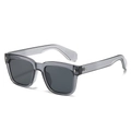 Classic square frame sunglasses with grey translucent finish and metal rivet detail - Grey Frame / Black Grey Lens