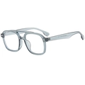 Fashionable square double bridge sunglasses with transparent grey frames for outdoor use - Grey Frame