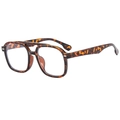 Fashionable square tortoise shell frame sunglasses with vintage double bridge design - Tortoise Frame