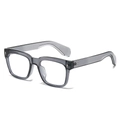 Classic square sunglasses with translucent grey frames and silver diamond rivet details - Grey Frame