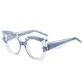 Modern light blue transparent polygonal cat-eye sunglasses with geometric cut frames - Grey Frame