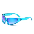 Occhiali da sole sportivi con montatura blu e lenti sfumate viola per uso outdoor - Montatura Blu Lenti a Specchio Blu