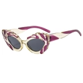 Occhiali da sole cat-eye alla moda con montatura a fiamma e finitura viola sfumata - Montatura Viola Lenti Grigie